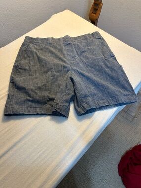 Lands' End Women's Flat Front Elastic Waist Chambray Shorts - Denim Blue